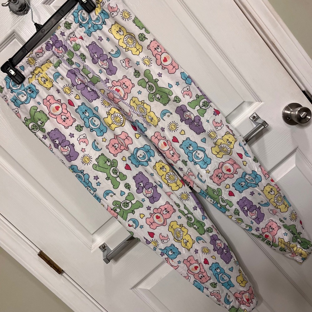 Care Bears Pajama Pants Womens Large All Over Print Joggers Sleepwear White L